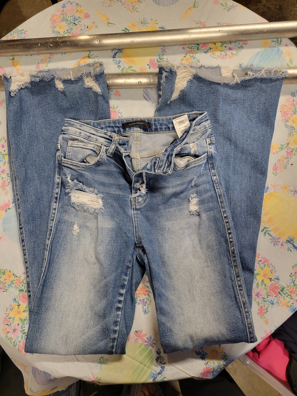Flying Monkey Light Blue Distressed Flare Jeans